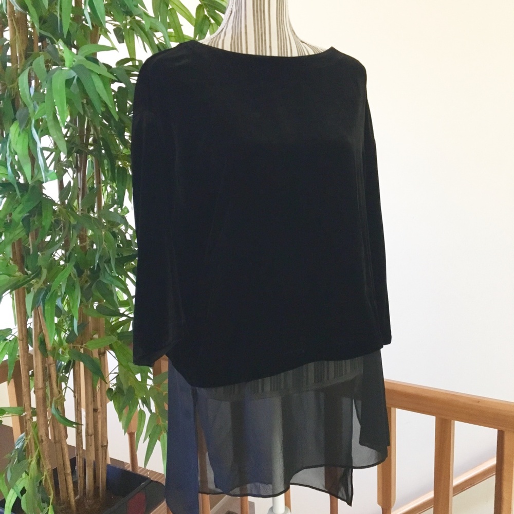 Eileen Fisher Black Velvet Bateau Top Size XS/TP - Picture 6 of 10